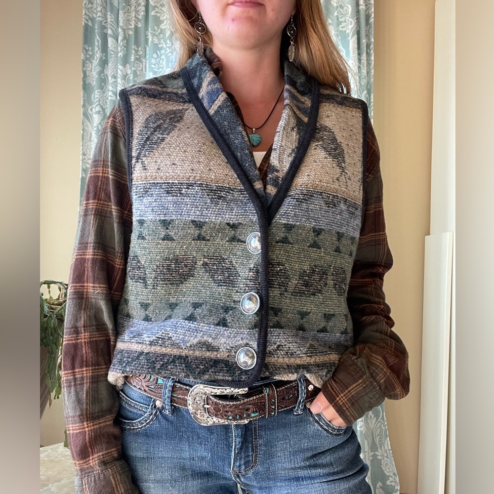 Vintage western wool blend vest